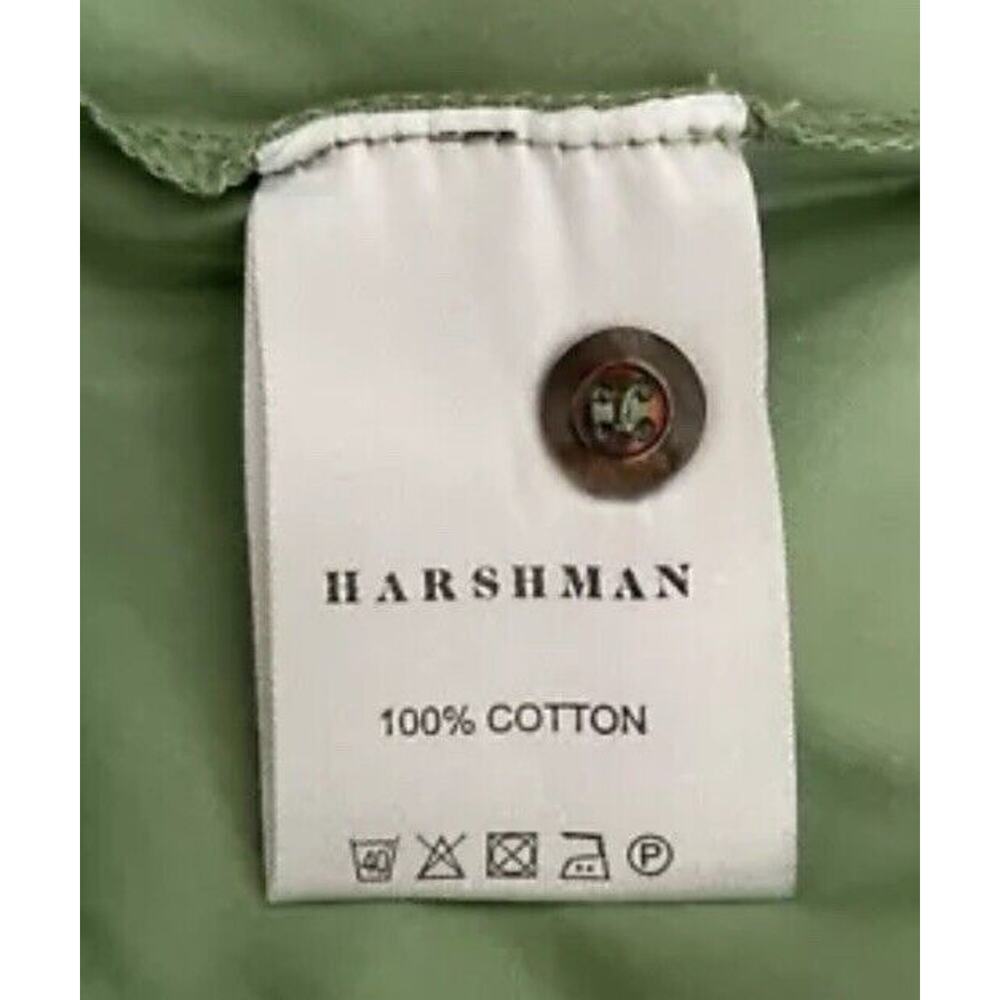 Harshman Muriel Matcha Green Cotton Shirt Dress 3/4 Sleeve NWT $229 M L 10 12 - Picture 8 of 10